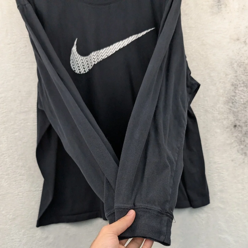 Nike Shirt Men's 3XL Black Faded Swoosh Long Sleeve Athletic Sporty Streetwear
